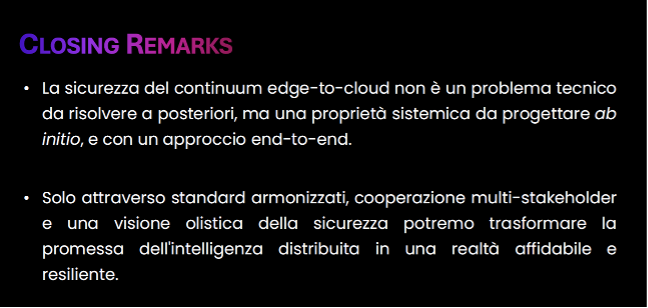 Dario Sabella al Forum ICT Security - edge computing e cybersecurity - edge-to-cloud e Intelligenza Artificiale: Closing Remarks