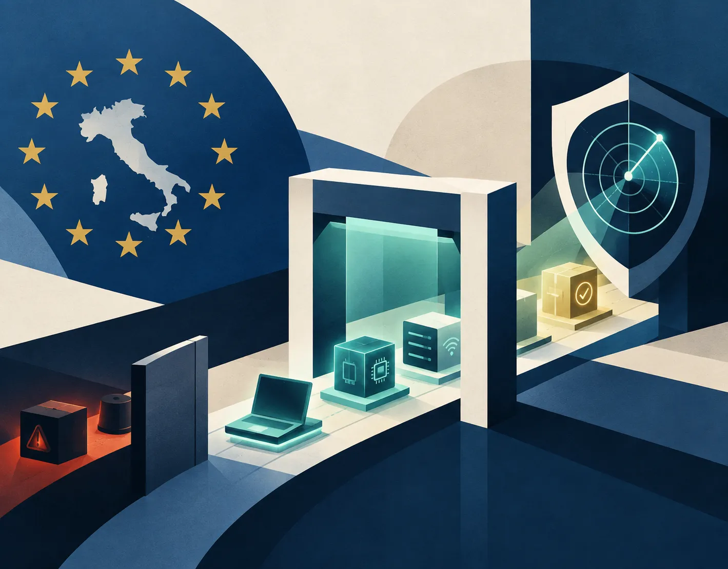 Cyber Resilience Act in Italia_imamgine riproduce il Controllo digitale tra Italia ed Europa