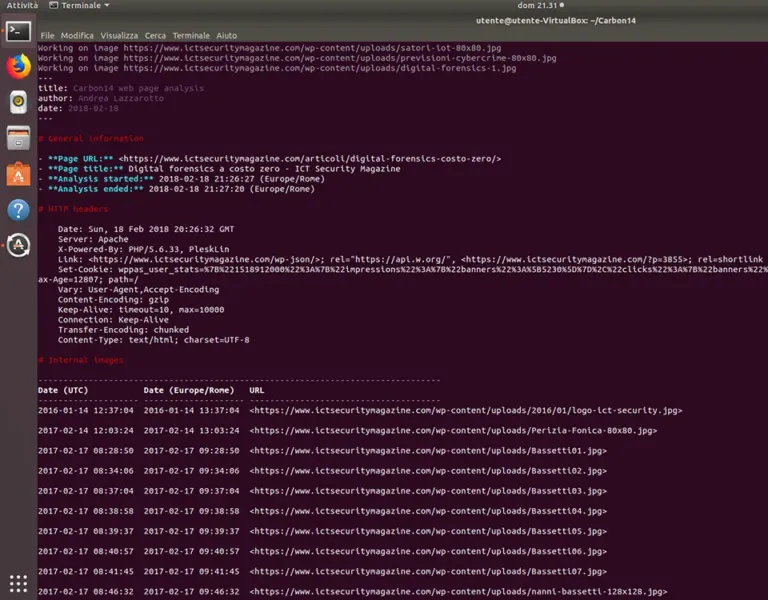 Analisi degli header HTTP e delle risorse statiche per la datazione precisa di pagine web tramite Carbon14, uno strumento OSINT avanzato.