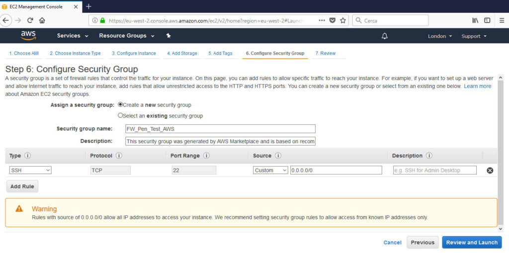 Penetration Testing tra le nuvole con Amazon Web Service e Kali Linux