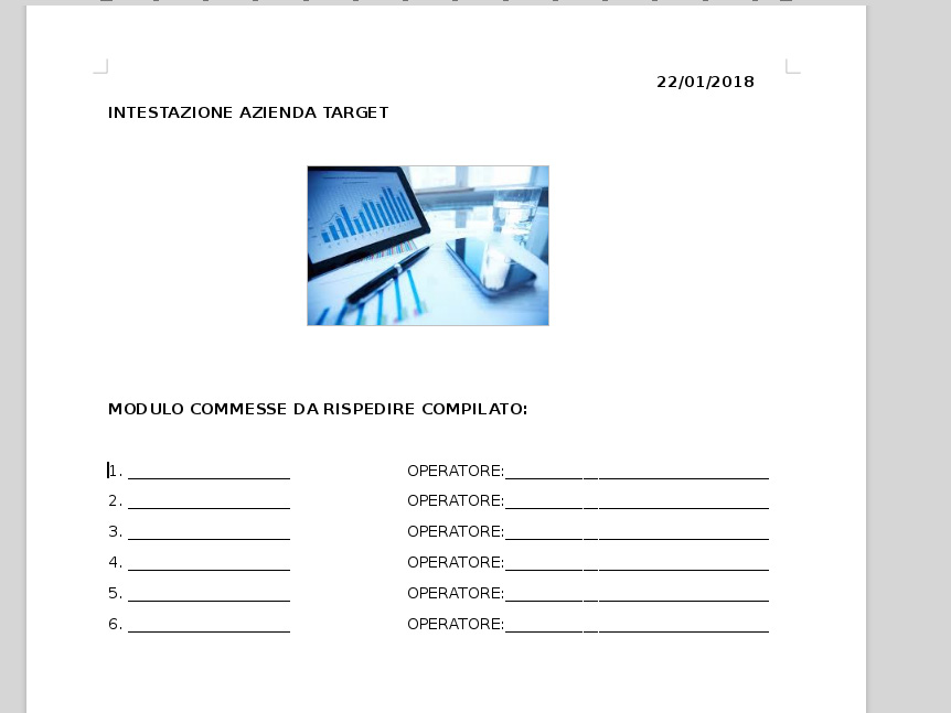 Esempio di documento Word MODULO.docx usato come esca per il phishing.