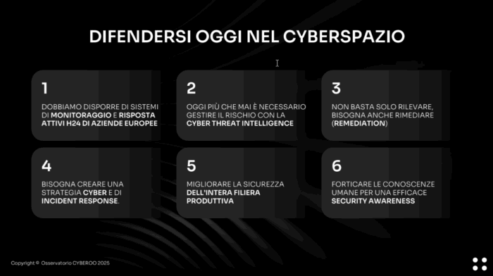 DIFENDERSI OGGI NEL CYBERSPAZIO - Cybersecurity nel 2025: sfide e cambiamenti, l'Europa leader di sicurezza, Luca Bonora, Cyberoo Evangelist