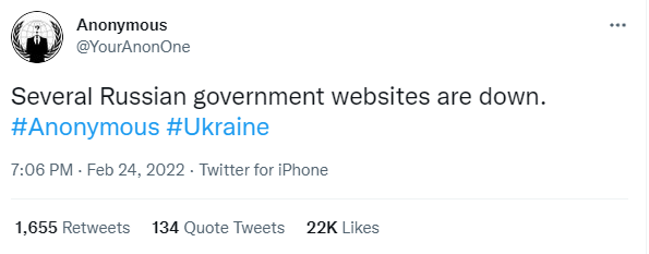 Anonymous, guerra cyber verso la Russia in soccorso all’Ucraina