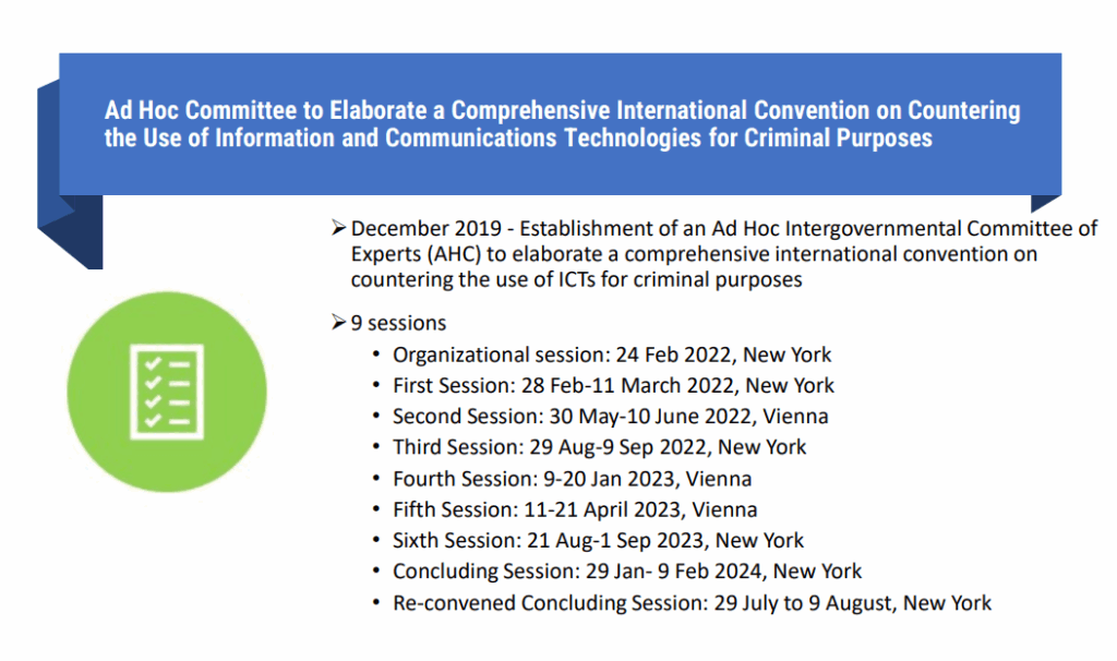 Convenzione ONU contro il Cybercrime: Ad Hoc Committee to Elaborate a Comprehensive International Convention on Countering the Use of Information and Communications Technologies for Criminal Purposes