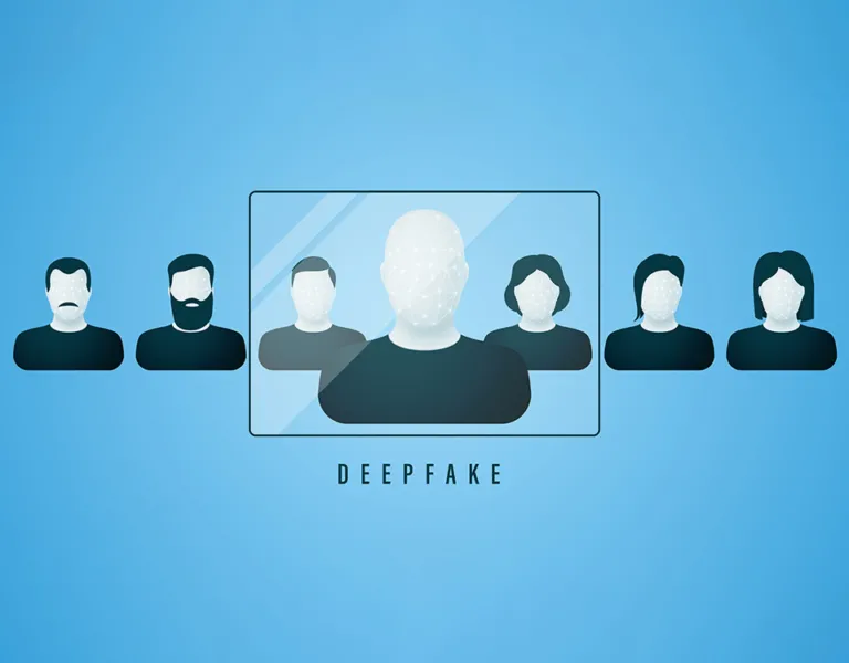 Immagine che illustra un esempio di deepfake, una tecnologia avanzata basata su intelligenza artificiale e reti generative antagoniste (GAN), utilizzata per creare contenuti multimediali falsi ma realistici. La tecnologia deepfake è impiegata per manipolare video e audio, generare notizie false e truffe, e presenta gravi implicazioni nel contesto politico, aziendale e sociale. L'immagine mostra un confronto tra video autentici e deepfake per evidenziare le sfide nella verifica dell'autenticità delle informazioni e le tecniche di difesa come il riconoscimento tramite intelligenza artificiale.