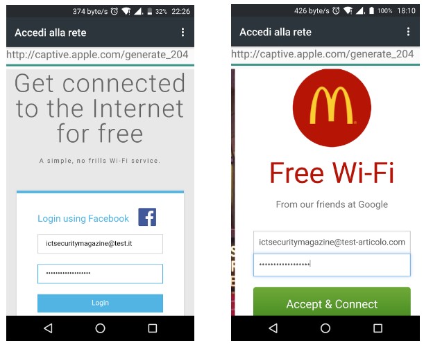 Attacco ad una rete pubblica WiFi