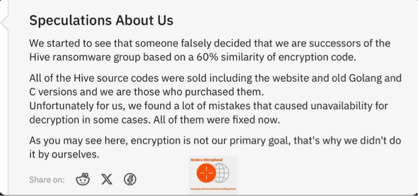La gang ransomware Hunter International: perché regalano le chiavi per decrittare