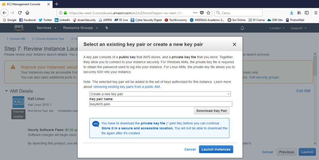 Penetration Testing tra le nuvole con Amazon Web Service e Kali Linux