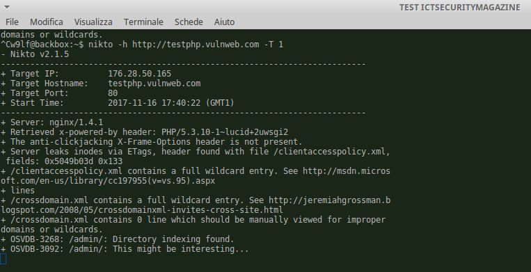 L'immagine mostra il report di Skipfish, un tool di sicurezza per testare le vulnerabilità delle applicazioni web. Nella schermata sono elencati vari tipi di problemi rilevati durante la scansione di un sito web, con una sintesi visiva che utilizza diversi colori per indicare la gravità e il tipo di vulnerabilità